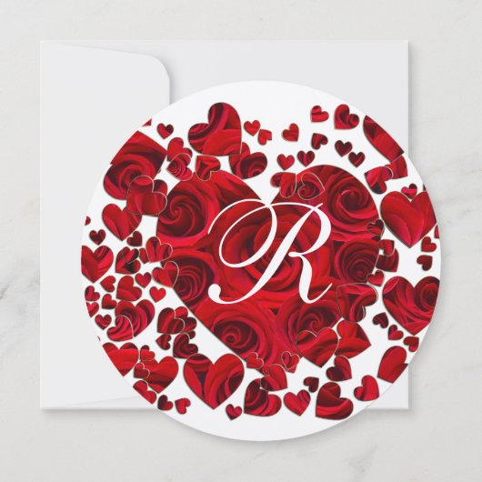 赤いハート素朴バラ結婚式日付の保存 セーブザデート (裏面)