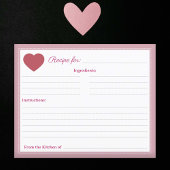 赤いハート素朴ブライダルシャワーピンクレシピカード