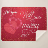 赤いハート結婚の提案 シェルパブランケット (正面(横))