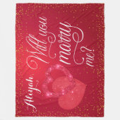 赤いハート結婚の提案 フリースブランケット (正面)