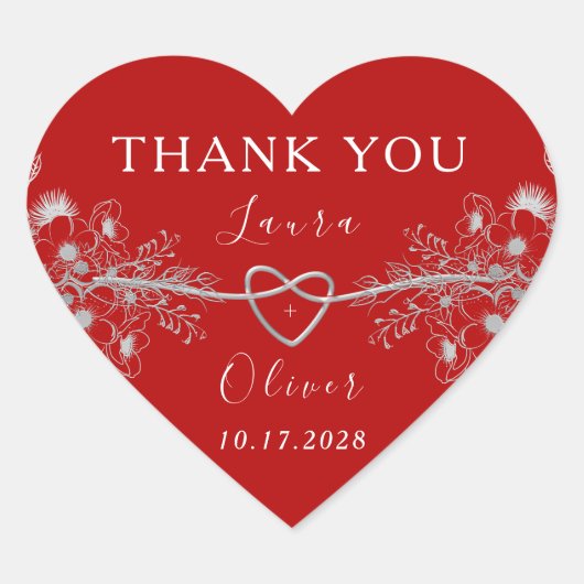 赤いハート結婚の ハートシール (正面)