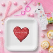 赤いハート結婚の ペーパープレート (パーティー)