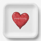 赤いハート結婚の ペーパープレート (正面)