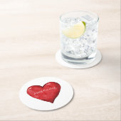 赤いハート結婚の ラウンドペーパーコースター (インサイチュ)