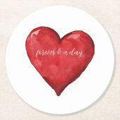 赤いハート結婚の ラウンドペーパーコースター (正面)