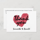 赤いハート結婚サンキューカード サンキューカード (正面/裏面)