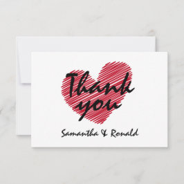 赤いハート結婚サンキューカード サンキューカード