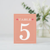 赤いハート結婚ピーチのナンバーカード ポストカード (スタンド正面)