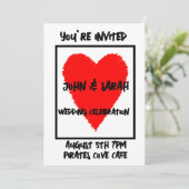 赤いハート結婚式招待状カスタム 招待状 (スタンド正面)