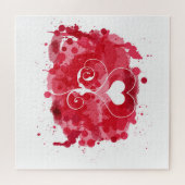 赤いハート絵を描の跳ね ジグソーパズル (横)