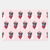 赤いハート縁どコリードッグラバーヴァレンティーンギフト ラッピングペーパーシート (正面2)