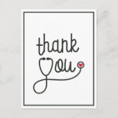 赤いハート聴診器ナースありがとう ポストカード (正面)