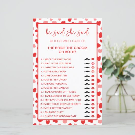 赤いハート花嫁または花婿が誰がゲームを言ったか推測 (スタンド正面)