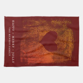 赤いハート芸術的スケッチファミリークリスマス キッチンタオル (横)