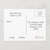 赤いハート華美ブラックスワールRSVP インビテーションポストカード (裏面)