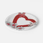 赤いハート蝶の花ヴァレンティーンズデイラブウ ペーパープレート (アングル)