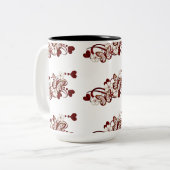 赤いハート蝶タイル模様マグカップ ツートーンマグカップ (正面左)