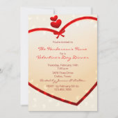 赤いハート輝くヴァレンティンズデイパーティー招待状 招待状 (正面)