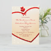赤いハート輝くヴァレンティンズデイパーティー招待状 招待状 (スタンド正面)
