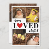 赤いハート選ばれた愛された採用された写真コラージュ 案内状 (正面/裏面)