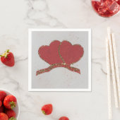 赤いハート金ゴールドスパークルバレンタイン スタンダードカクテルナプキン (インサイチュ)