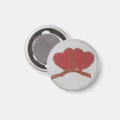 赤いハート金ゴールドスパークルバレンタイン マグネット (正面/裏面)