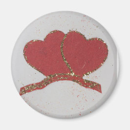 赤いハート金ゴールドスパークルバレンタイン マグネット