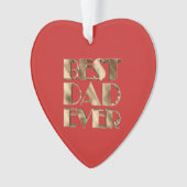 赤いハート金ゴールドタイポグラフィ最高のパパエバー オーナメント (正面)