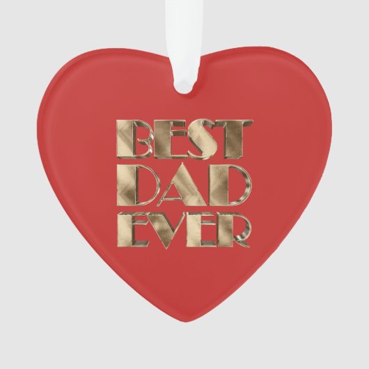 赤いハート金ゴールドタイポグラフィ最高のパパエバー オーナメント (正面)