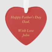 赤いハート金ゴールドタイポグラフィ最高のパパエバー オーナメント (裏面)