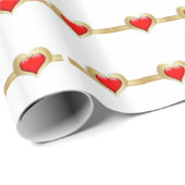 赤いハート金ゴールドリボン ラッピングペーパー (ロールコーナー)