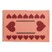 赤いハート顔 枕カバー (裏面)