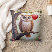 赤いハート風船付きフクロウ クッション (ブランケット)