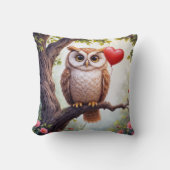 赤いハート風船付きフクロウ クッション (正面)