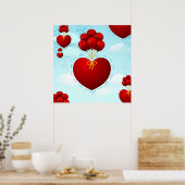 赤いハート風船，ポスター ポスター (キッチン)