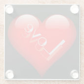 赤いハート魅力的なパリジャン結婚ラブ ガラスコースター (裏面)