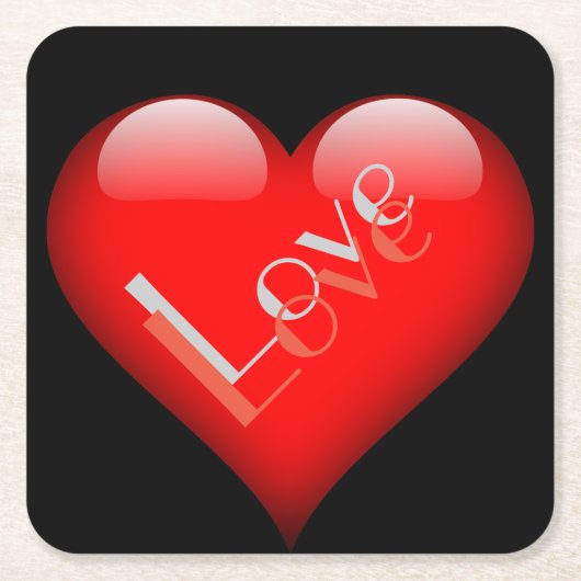 赤いハート魅力的なパリジャン結婚ラブ スクエアペーパーコースター (正面)