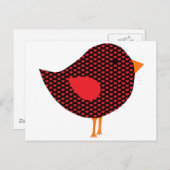 赤いハート鳥 ポストカード (正面/裏面)