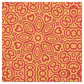 赤いハート黄色の円プリント幾何学的パターン ファブリック (クローズアップ)