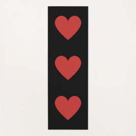 赤いハート黒背景ヨガマット ヨガマット