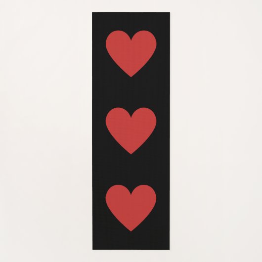 赤いハート黒背景ヨガマット ヨガマット (正面)
