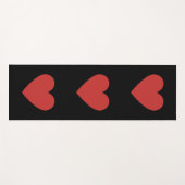 赤いハート黒背景ヨガマット ヨガマット (正面(横))