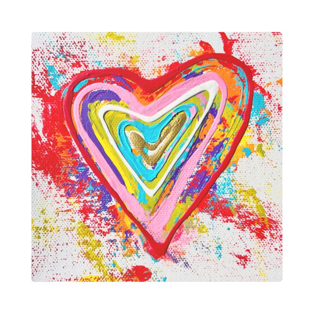 赤いハート16 x 16メタルウォールアート メタルプリント (正面)