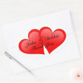 赤いハート3D 楕円形シール (封筒)