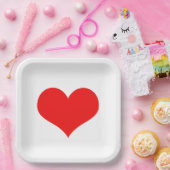 赤いハート ウェディング バースデー ベビーシャワー 白 かわいい ペーパープレート (パーティー)