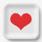 赤いハート ウェディング バースデー ベビーシャワー 白 かわいい ペーパープレート (正面)