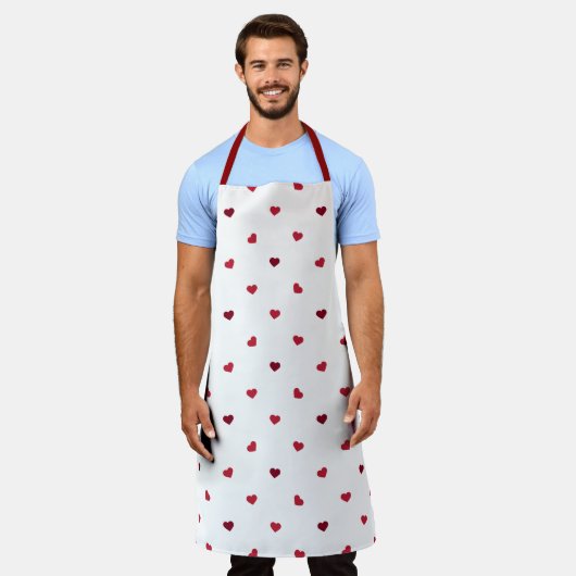 赤いハート エプロン (着用した状態)