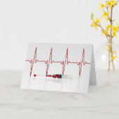 赤いハート カード (黄色い花)