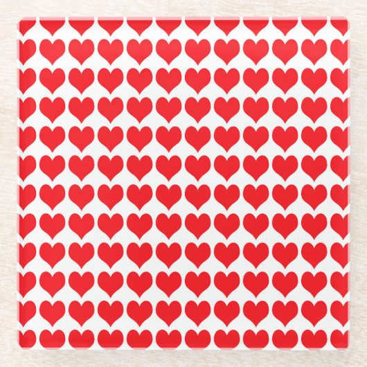 赤いハート ガラスコースター (正面)