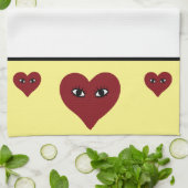 赤いハート キッチンタオル (折り畳み)